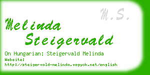 melinda steigervald business card